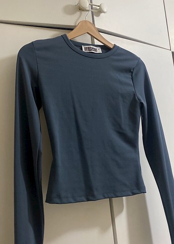 Mavi Uzun Kollu Basic Kadın Tişört - Görsel 3