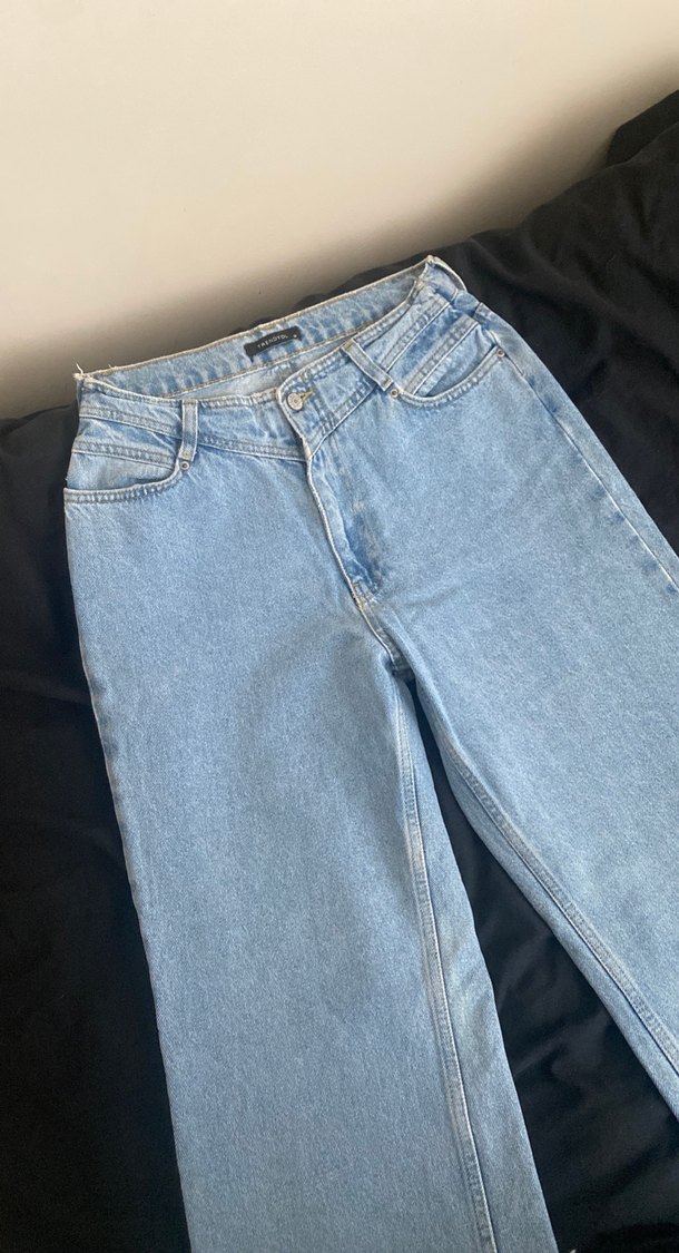 Gri Kadın Denim Bol Kesim Midi Jean - Görsel 2