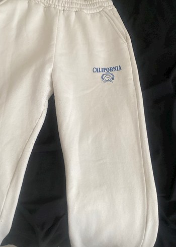 Beyaz Kadın Pamuklu Sweatpant - Görsel 3