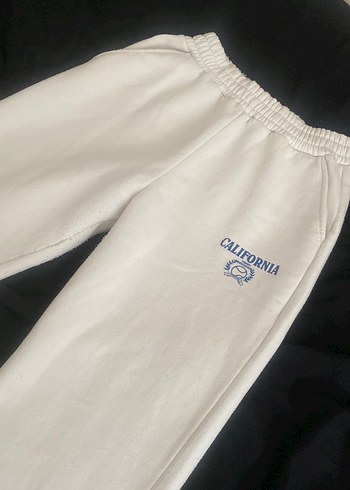 Beyaz Kadın Pamuklu Sweatpant - Görsel 4