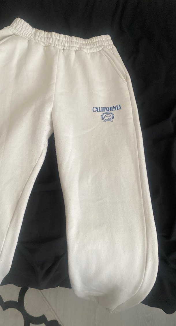 Beyaz Kadın Pamuklu Sweatpant - Görsel 3