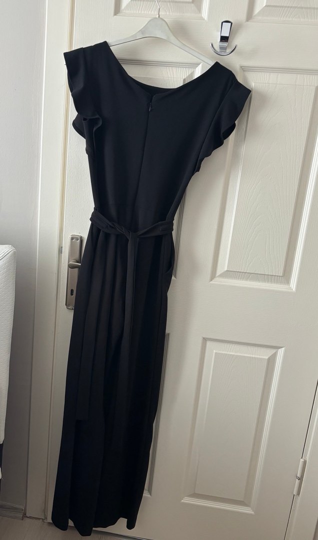 Siyah Kemerli Uzun Kadın Tulum - Görsel 2