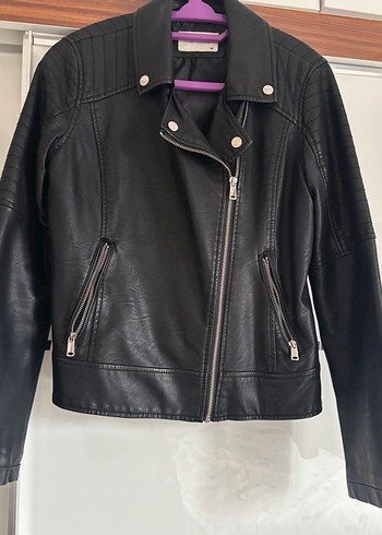 Siyah Deri Biker Ceket - Görsel 2