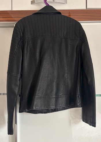 Siyah Deri Biker Ceket - Görsel 3