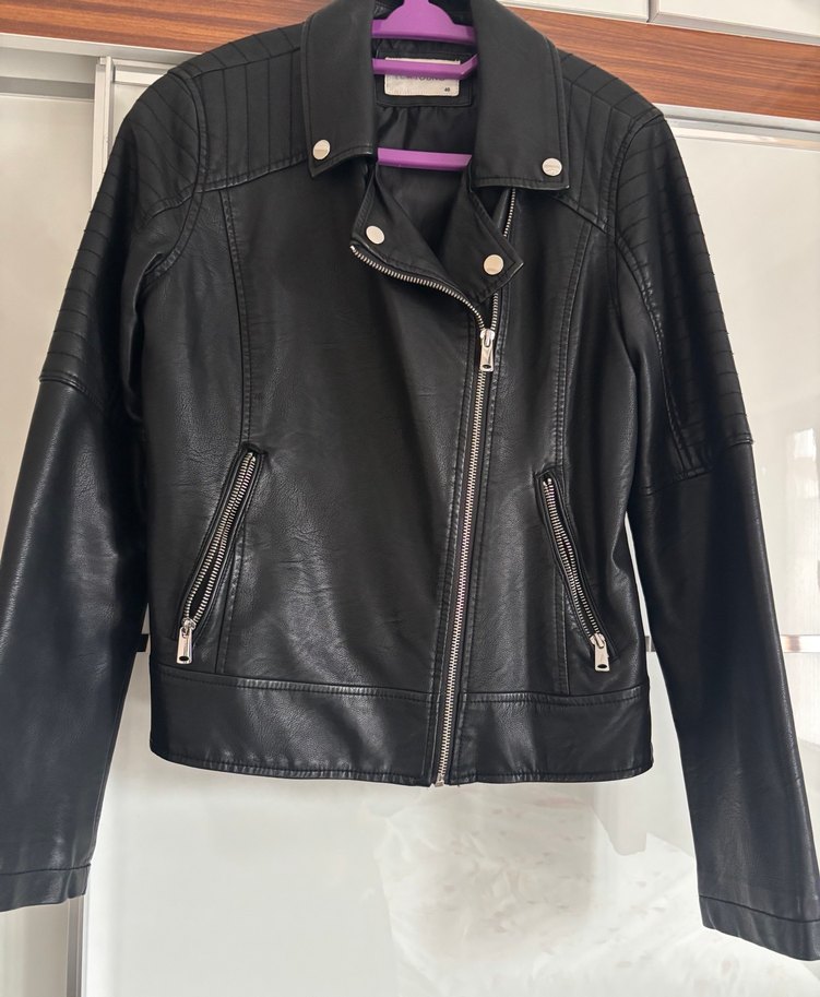 Siyah Deri Biker Ceket - Görsel 2