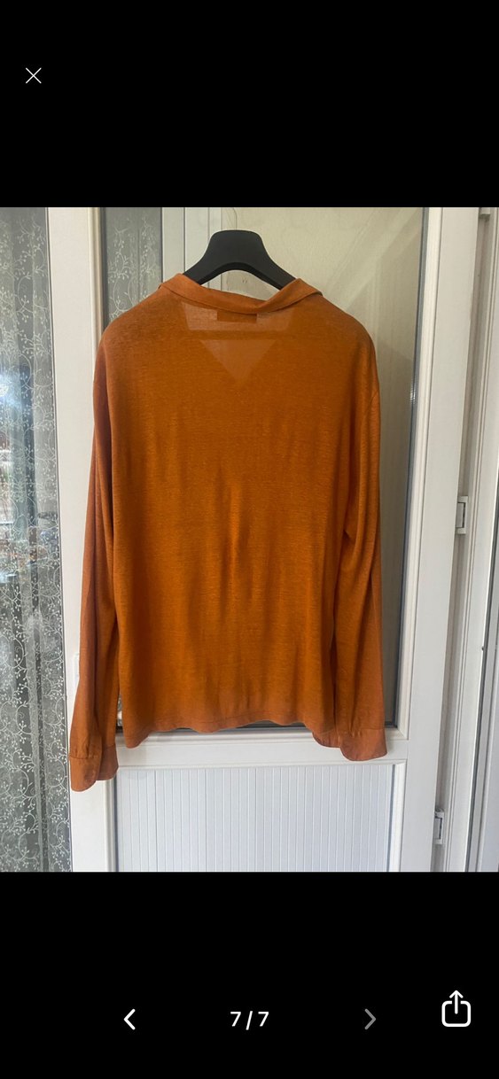 Erkek Bej Keten Triko Polo Yaka Kazak - Görsel 5