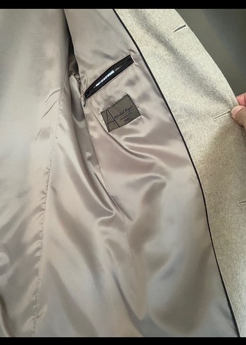 Bej Düğmeli Erkek Yün Kaban - Görsel 5