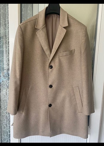 Bej Düğmeli Erkek Yün Kaban - Görsel 2