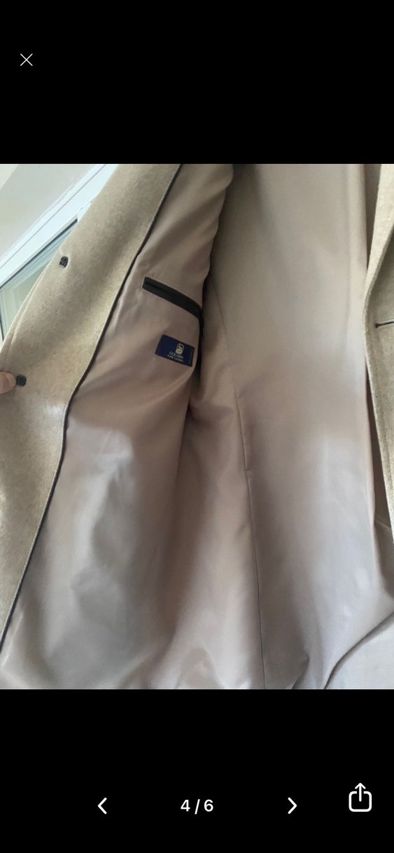 Bej Düğmeli Erkek Yün Kaban - Görsel 4