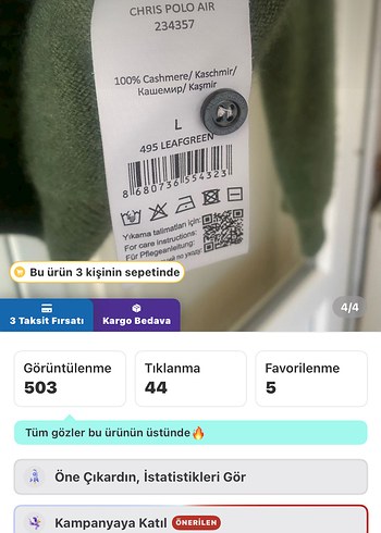 Erkek Gri-Yeşil Örgü Polo Yaka Kazak - Görsel 3