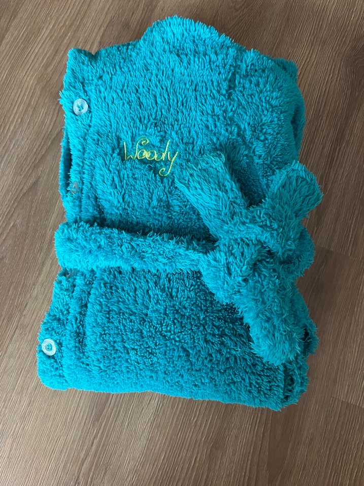 Nakışlı Mavi Ve Turuncu 2li Çocuk Sabahlık 10 Yaş - Görsel 2