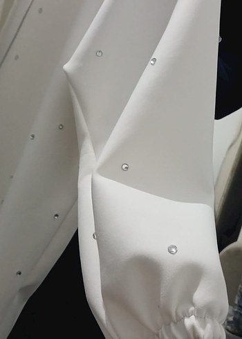 Fermuarlı Beyaz Kadın Midi Ceket "ACİL SATILIK" - Görsel 3