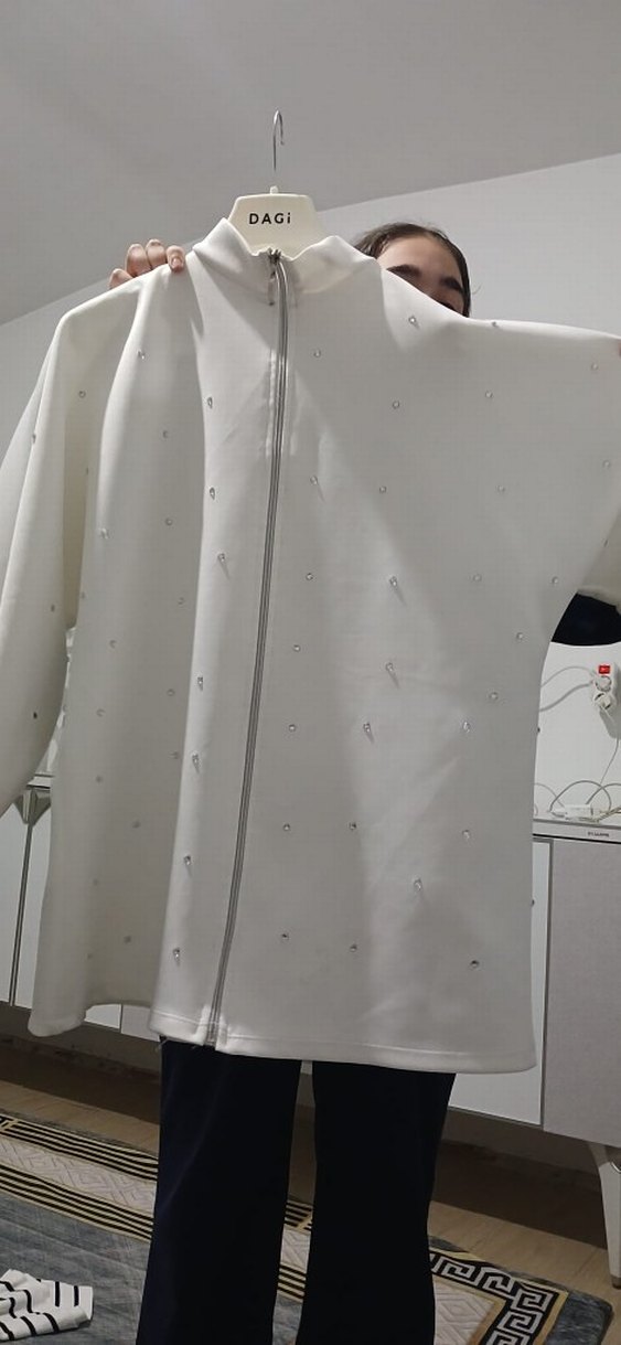 Fermuarlı Beyaz Kadın Midi Ceket "ACİL SATILIK" - Görsel 5