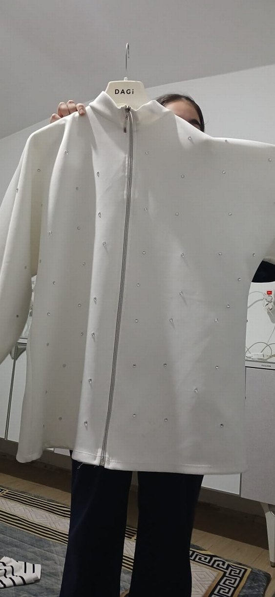 Fermuarlı Beyaz Kadın Midi Ceket "ACİL SATILIK" - Görsel 4