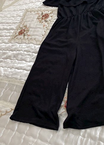 Siyah Uzun Bol Kesim Keten Tulum - Görsel 3