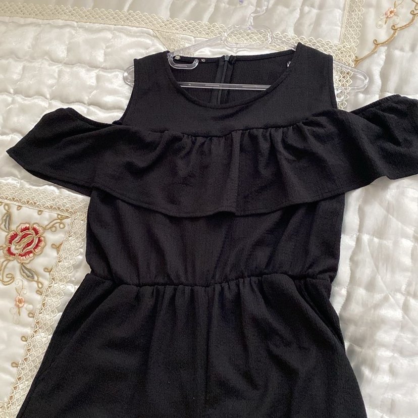 Siyah Uzun Bol Kesim Keten Tulum - Görsel 2