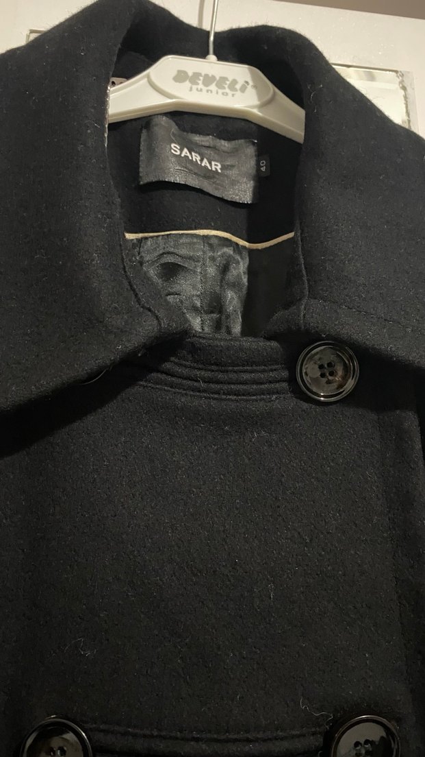 Siyah Midi Düğmeli Palto - Görsel 4