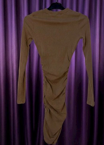 BOUTIQUEN DRAPELİ KAHVERENGİ ELBİSE - Görsel 2