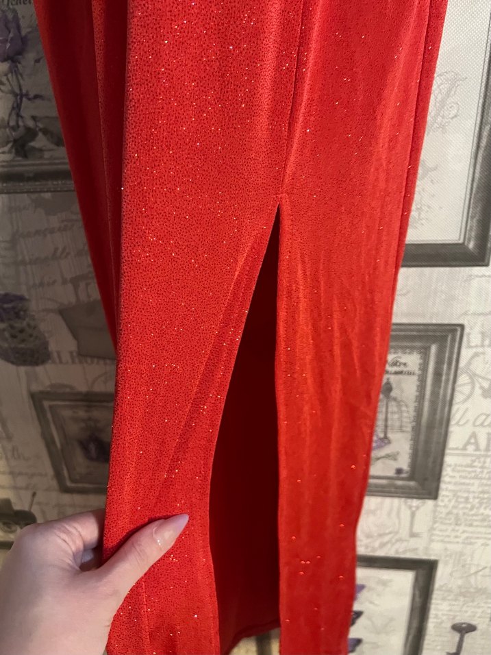 KOTON KIRMIZI SİMLİ ASKILI ABİYE ELBİSE - Görsel 4