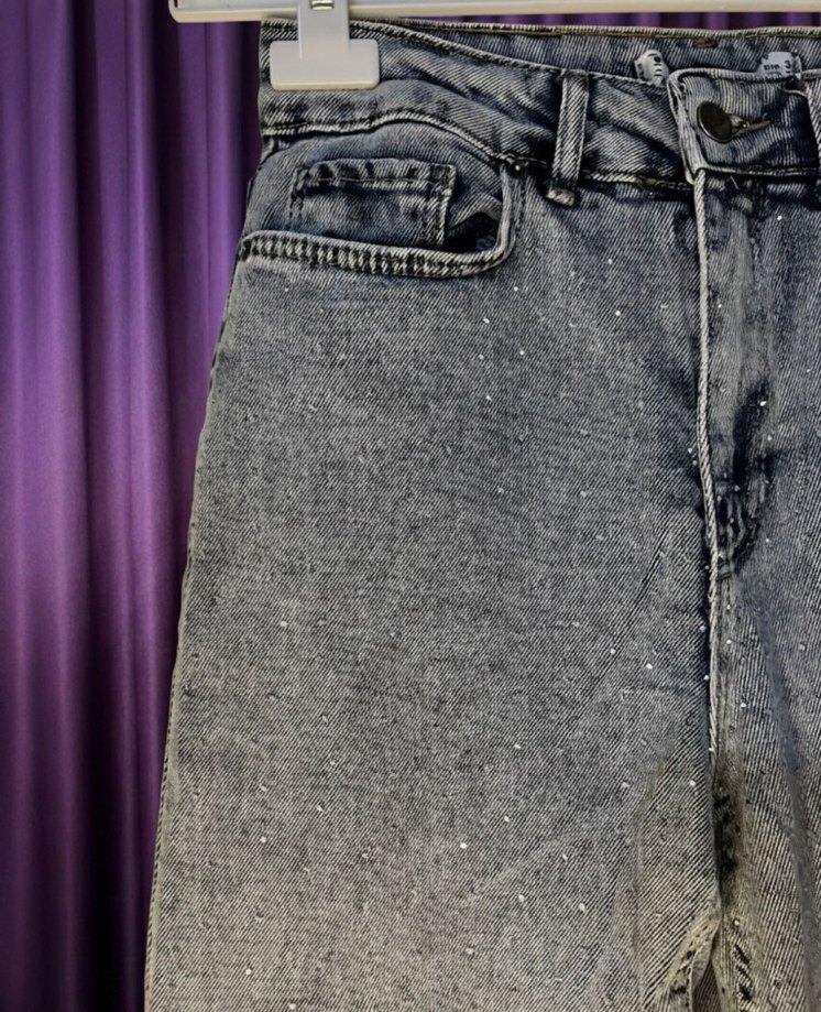 TAŞLI MOM JEAN PANTOLON - Görsel 3