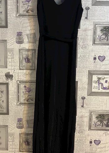 SİYAH SİMLİ IŞILTILI ABİYE ELBİSE - Görsel 3