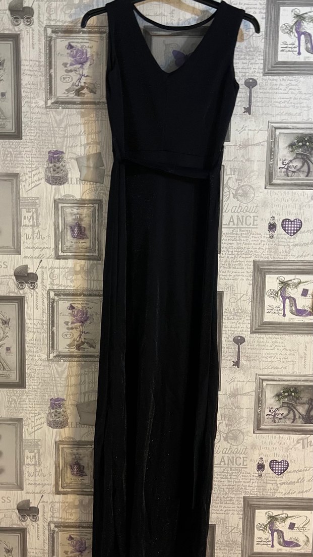 SİYAH SİMLİ IŞILTILI ABİYE ELBİSE - Görsel 3