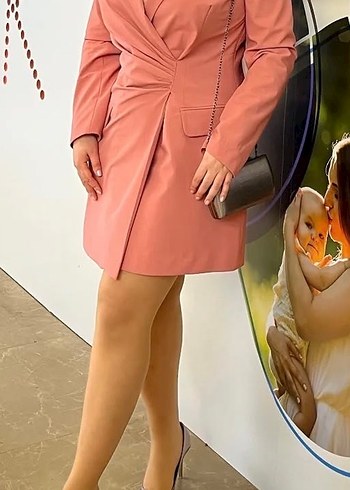 ZARA Somon Renk Blazer Elbise - Görsel 2