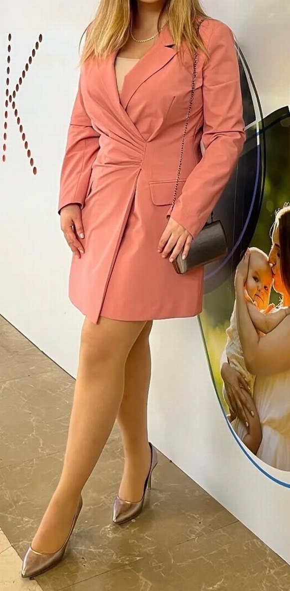 ZARA Somon Renk Blazer Elbise - Görsel 2