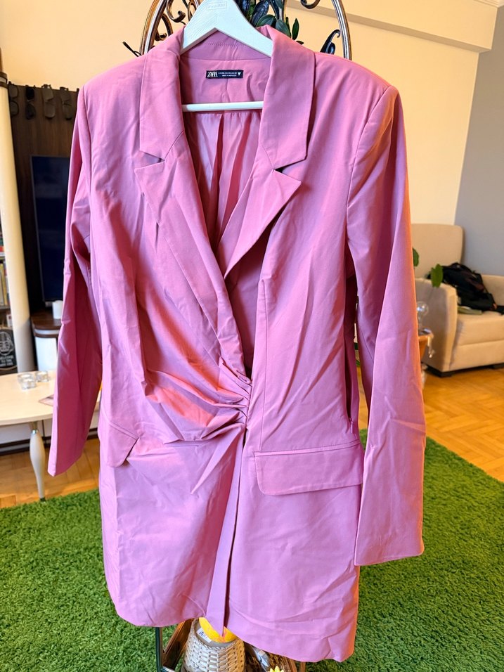 ZARA Somon Renk Blazer Elbise - Görsel 4