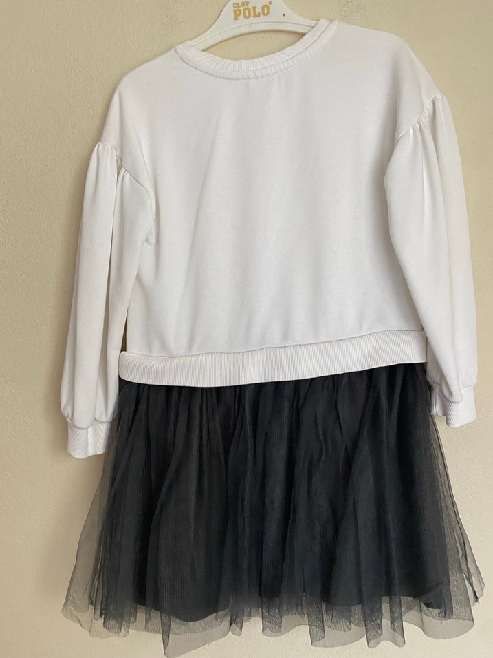 Mor Baskılı Uzun Kollu Kız Elbise - Görsel 2