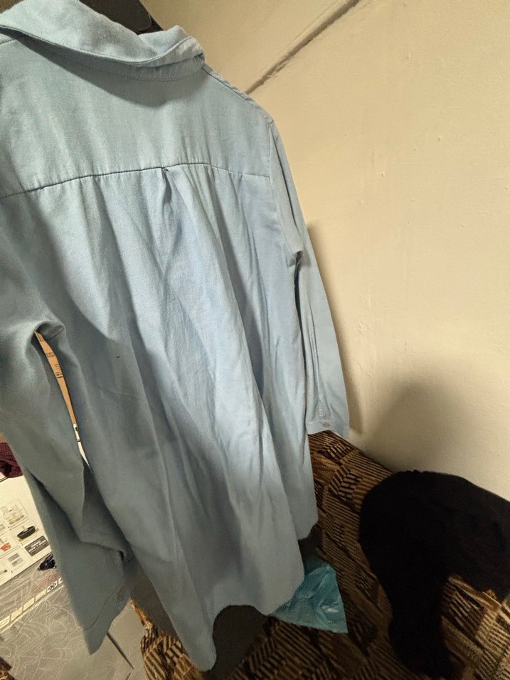 Gri Uzun Kollu Keten Gömlek - Görsel 3