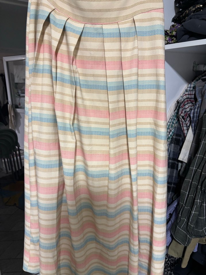 Çizgili Piliseli Midi Kadın Etek - Görsel 3