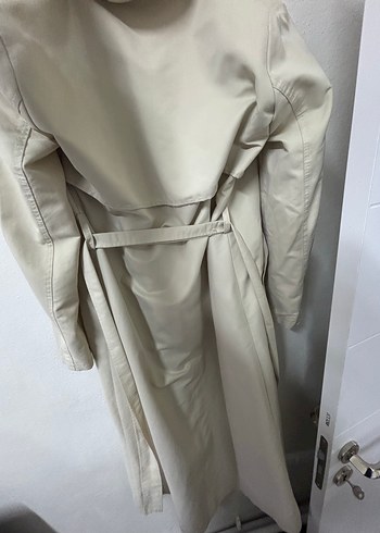 Bej Uzun Kesim Düğmeli Kadın Trençkot - Görsel 4