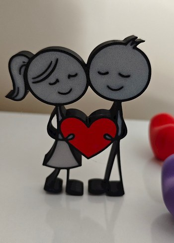 Kalpli Renkli Sevgili Figürü - Görsel 3