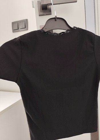 Kız Siyah Kısa Kollu Crop - Görsel 2