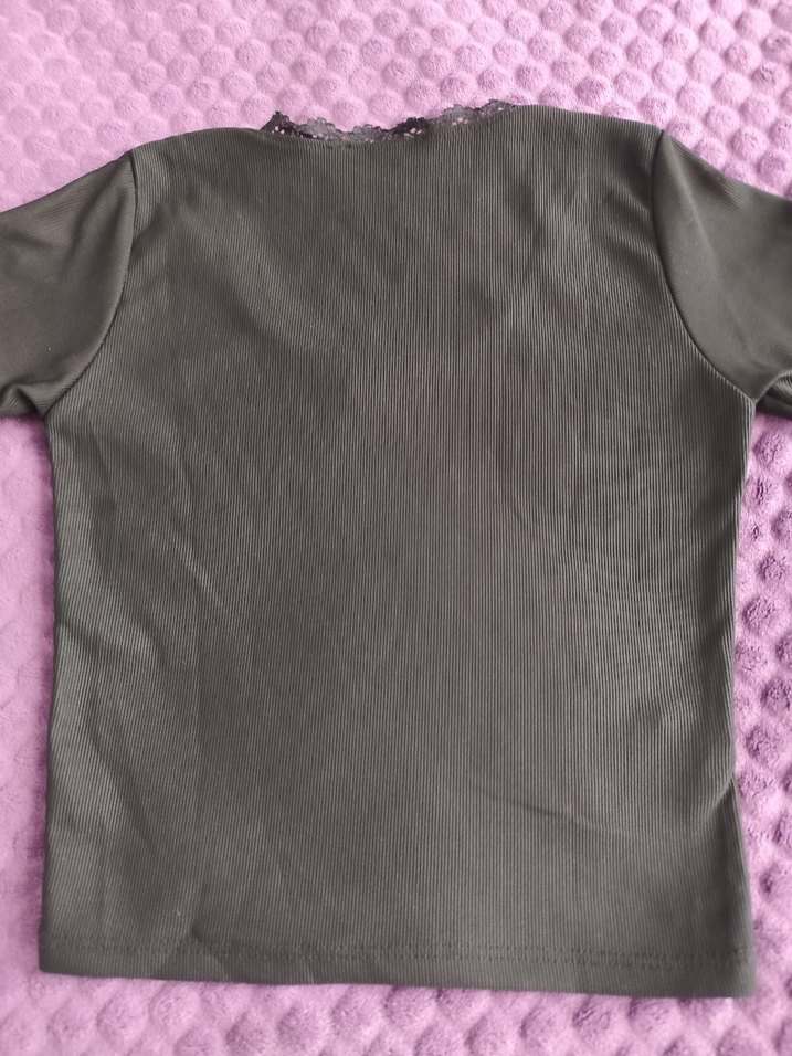 Kız Siyah Kısa Kollu Crop - Görsel 4