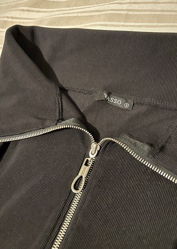 Siyah Straplez Fermuarlı Mini Bluz - Görsel 2