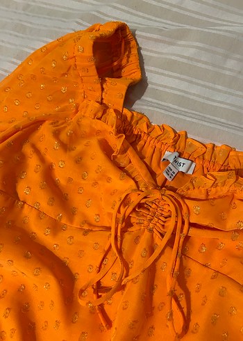 Turuncu Fırfırlı Bohem Mini Elbise - Görsel 2