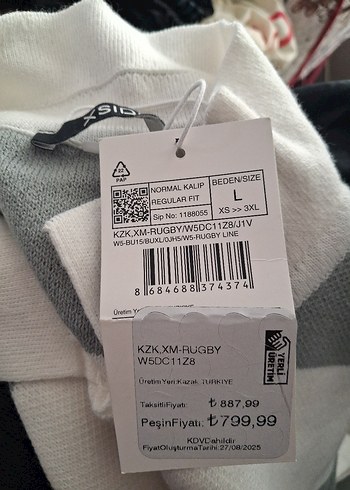 Gri Çizgili Polo Yaka Kadın Kazak - Görsel 3