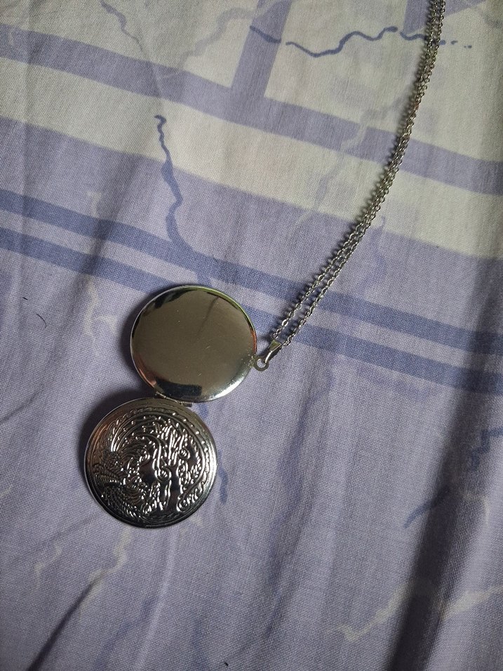 Gri Zincir Detaylı Vintage Midi Kolye fotoğraf koyulan kapaklı - Görsel 4