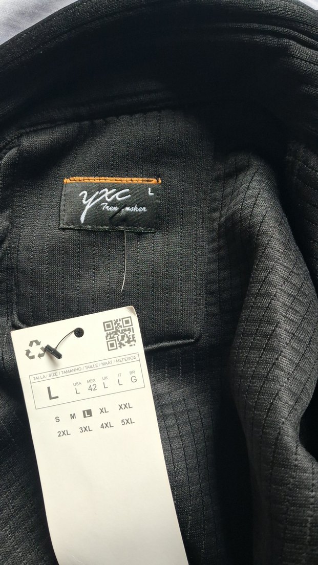 Erkek Siyah Düğmeli Uzun Kollu Gömlek pamuk%97 L beden - Görsel 5