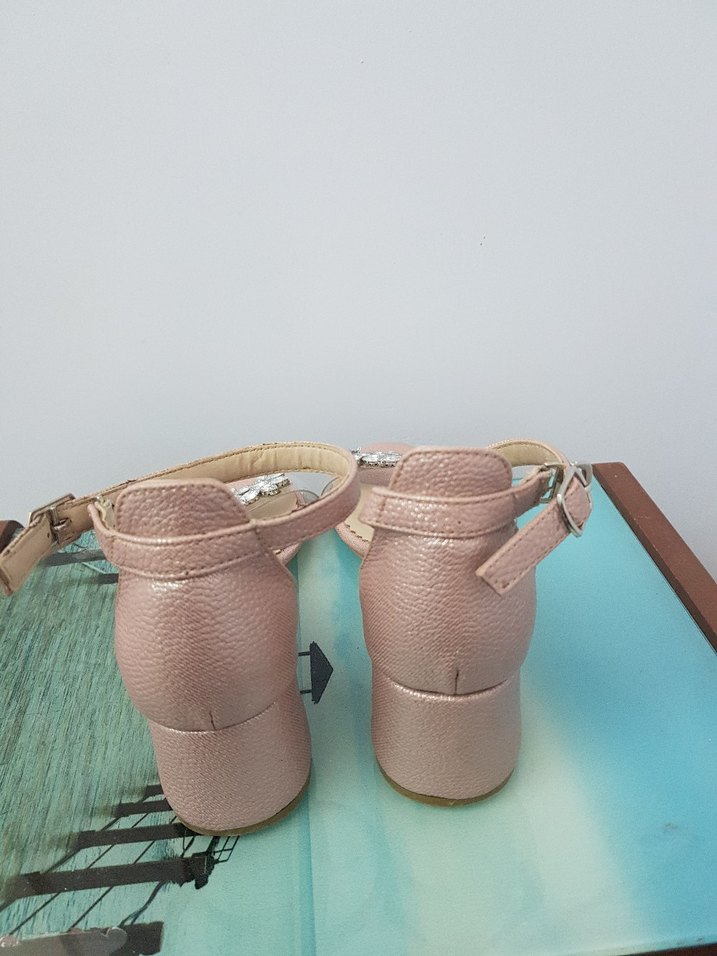 Pembe Blok Topuklu Taşlı Kız Çocuk Abiye Ayakkabı - Görsel 4