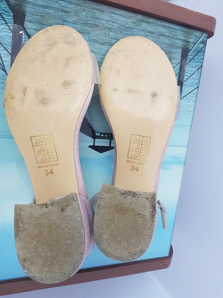 Pembe Blok Topuklu Taşlı Kız Çocuk Abiye Ayakkabı - Görsel 5