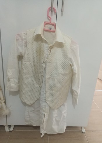 Beyaz İşlemeli Klasik Çocuk Ceketi - Görsel 2