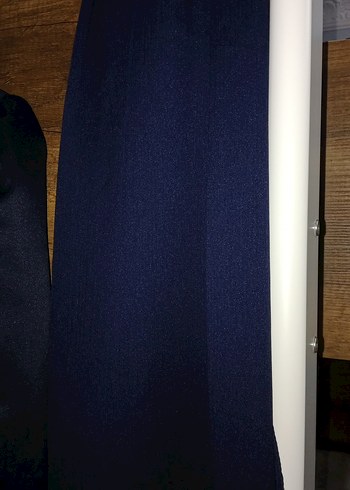 Uzun Kollu Lacivert Drapeli Abiye Elbise - Görsel 4