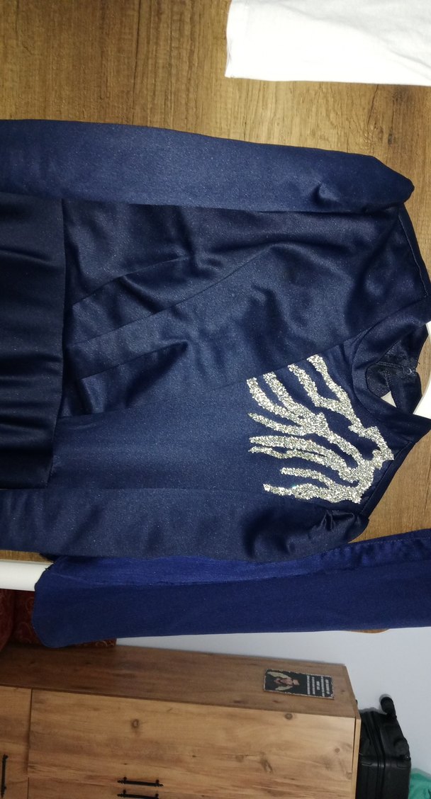 Uzun Kollu Lacivert Drapeli Abiye Elbise - Görsel 3