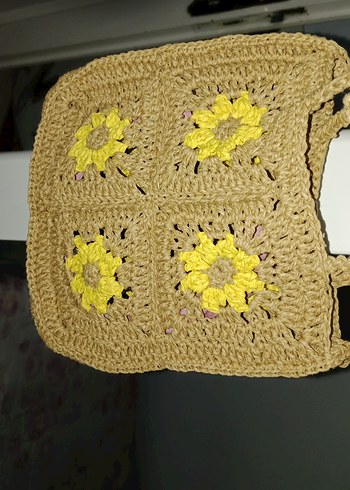 Renkli Çiçekli Örgü Bohem Kadın Çantası - Görsel 3