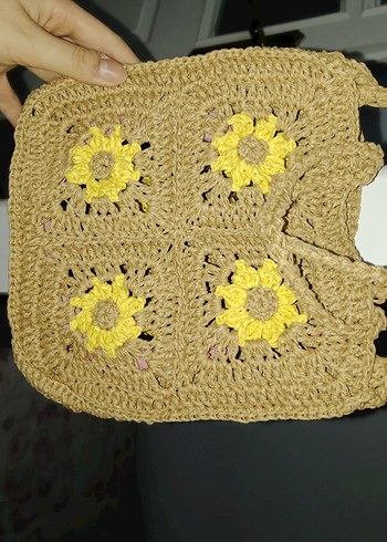 Renkli Çiçekli Örgü Bohem Kadın Çantası - Görsel 4