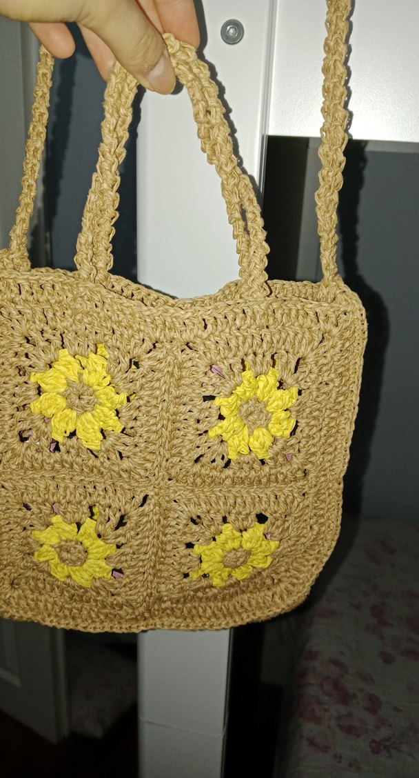 Renkli Çiçekli Örgü Bohem Kadın Çantası - Görsel 2