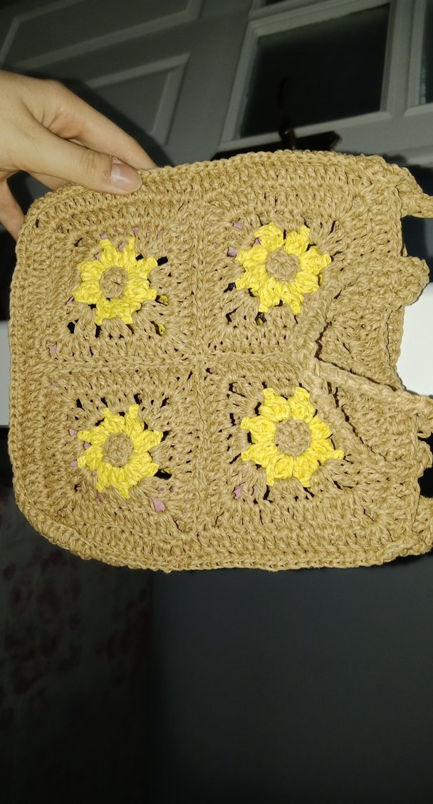 Renkli Çiçekli Örgü Bohem Kadın Çantası - Görsel 4